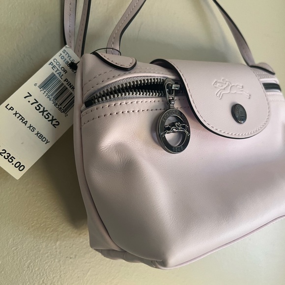 Longchamp Leather Bag Le Pillage Petal Pink Xsmall Cross Body New Sz 7.75x5x2” - Picture 4 of 7
